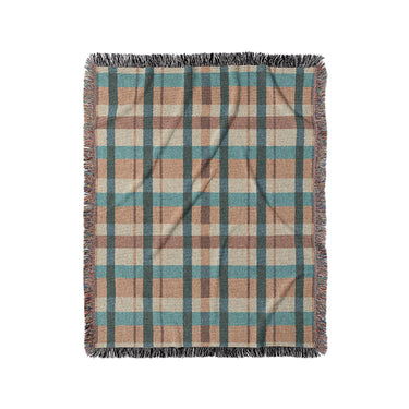 Brenton Plaid Taupe Teal in Medium (50" x 60") Size