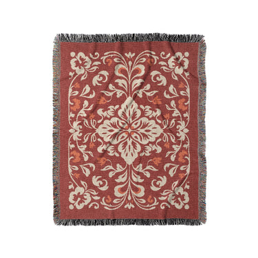 Annette Red & Ivory in Medium (50" x 60") Size