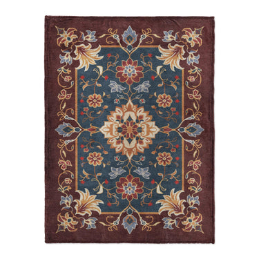 Miriam Navy & Burgandy in Large (60" x 80") Size