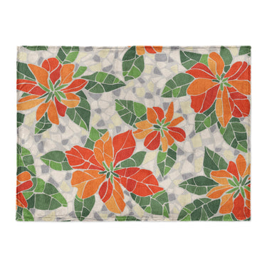 Mosaic Poinsettia Orange in Large (60" x 80") Size
