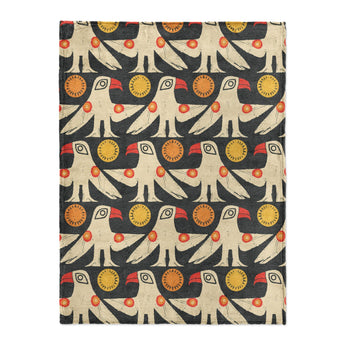 Tribal Birds Black in Large (60" x 80") Size