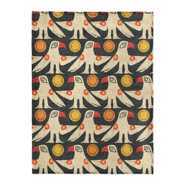Tribal Birds Black in Large (60" x 80") Size