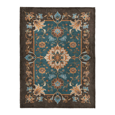Miriam Dark Teal & Brown in Large (60" x 80") Size