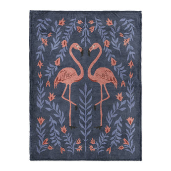 Flamingo Friends Navy in Large (60" x 80") Size