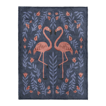 Flamingo Friends Navy in Large (60" x 80") Size