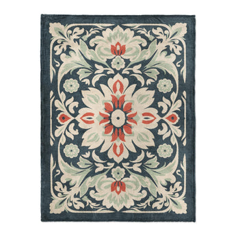 Eugina Seafoam & Navy in Large (60" x 80") Size