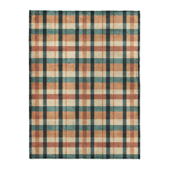 Brenton Plaid Taupe Teal in Large (60" x 80") Size