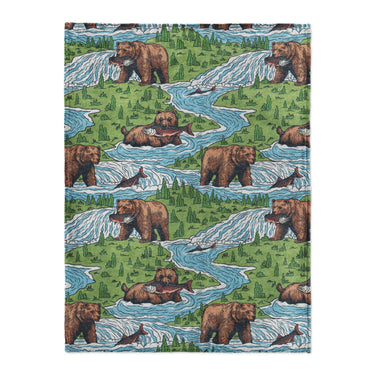 Bears Catching Salmon in Large (60" x 80") Size