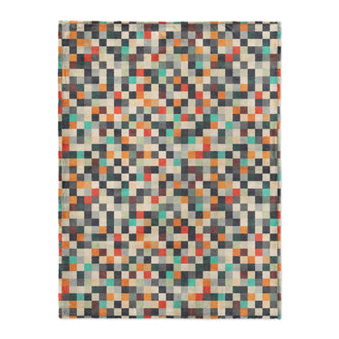 Pixel Mosaic Multicolor Earthtone in Large (60" x 80") Size