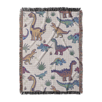 Doodle Dinos Woven Throw Blanket