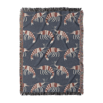 Tribal Prawns Woven Throw Blanket