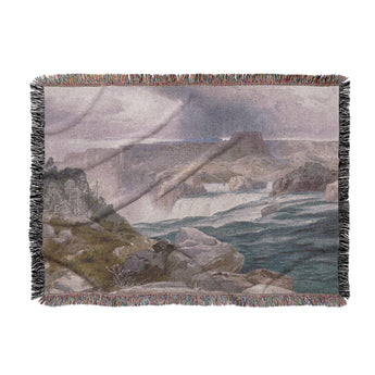 Shoshone Falls Of The Great Idaho Snake River By Thomas Moran Woven Throw Blanket