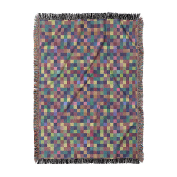 Pixel Mosaic Multicolor Vibrant Woven Throw Blanket