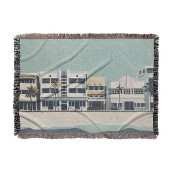 Art Deco Beach Woven Throw Blanket