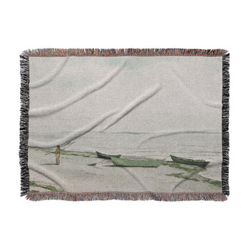 Beach At Ebb-Tide By William Newton Bartholomew Woven Throw Blanket