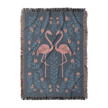 Flamingo Friends Navy in Large (80" x 60") Size