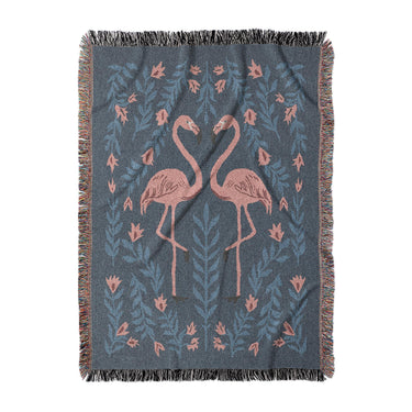 Flamingo Friends Navy in Large (80" x 60") Size