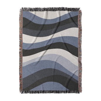 Sinuous Navy Monochrome Woven Throw Blanket