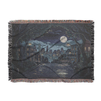 8 Bit Uptown Twilight Skyline Woven Throw Blanket
