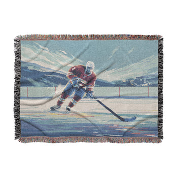 8 Bit Pond Hockey Woven Throw Blanket