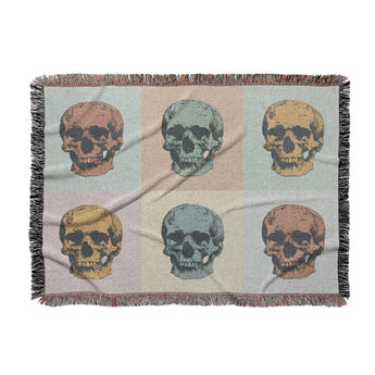 Pop Art Skulls Woven Throw Blanket