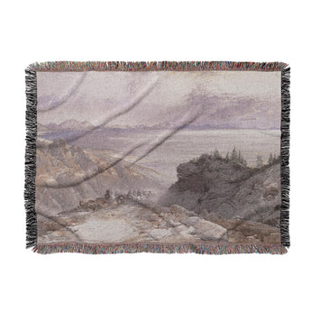 The Great Salt Lake Of Utah By Thomas Moran Woven Throw Blanket