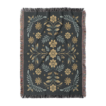 Isabella Navy & Gold Woven Throw Blanket