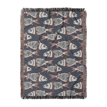 Tribal Fish Woven Throw Blanket