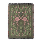 Flamingo Friends Sage Green in Large (80" x 60") Size