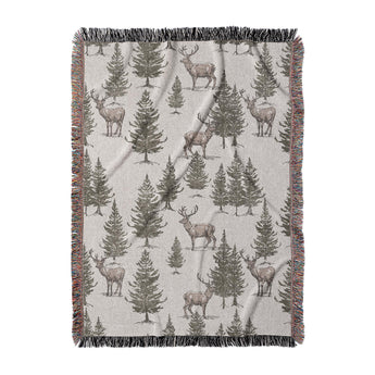 Forest Deer Woven Throw Blanket