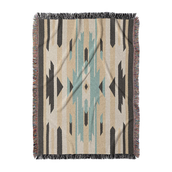 Jessa Blue & Ivory Woven Throw Blanket