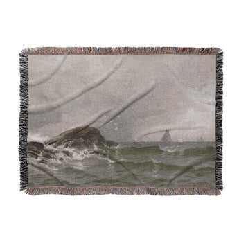 Stormy Narragansett Pier By Thomas Bircher Woven Throw Blanket