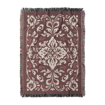 Annette Red & Ivory Woven Throw Blanket