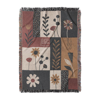 Midsummer Bloom Blue & Red Woven Throw Blanket