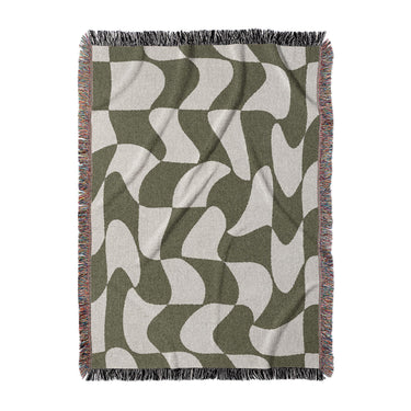 Twyla Checkered Army Green in Large (80" x 60") Size