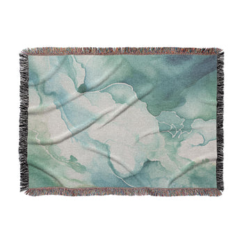 Zephyr Watercolor Blue & Green Woven Throw Blanket