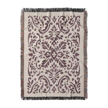 Floranna Ivory & Wine Woven Throw Blanket