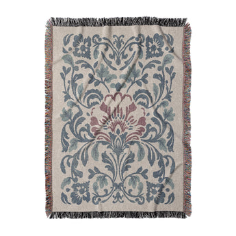 Beryl Blue & Red Woven Throw Blanket