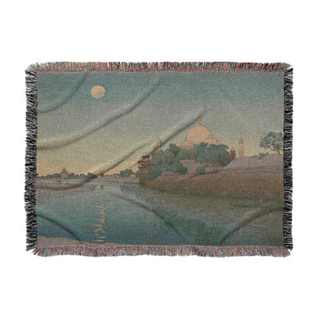 Taj Mahal Twilight By Charles Bartlett Woven Throw Blanket