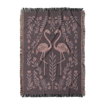 Flamingo Friends Purple Woven Throw Blanket