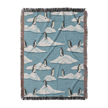 Arctic Penguins Woven Throw Blanket