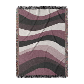 Sinuous Maroon Monochrome Woven Throw Blanket