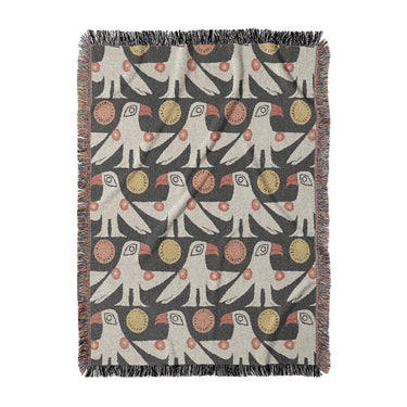 Tribal Birds Black in Large (80" x 60") Size
