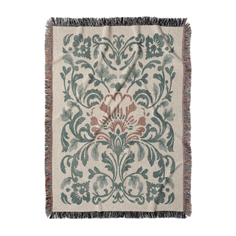 Beryl Teal & Orange Woven Throw Blanket