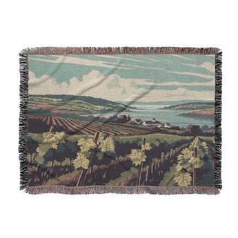 Finger Lakes Vineyard Woven Throw Blanket