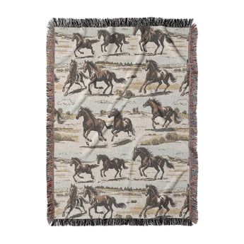 Wild Horses Woven Throw Blanket