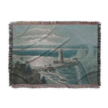 Niagara Falls At Night Woven Throw Blanket