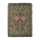 Flamingo Friends Sage Green in Large (80" x 60") Size