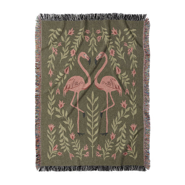Flamingo Friends Sage Green in Large (80" x 60") Size