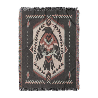 Falcon With A Snack Woven Throw Blanket